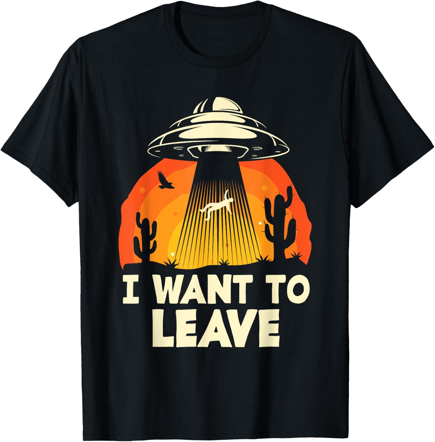 Funny Alien UFO Extraterrestrial I Want To Leave Alien Lover T-Shirt - T-Shirt | Black