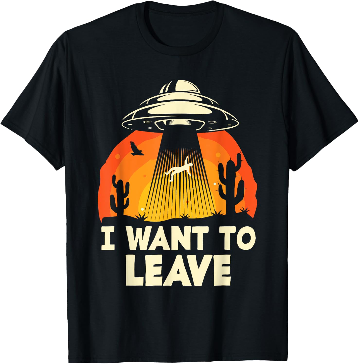 Funny Alien UFO Extraterrestrial I Want To Leave Alien Lover T-Shirt - T-Shirt | Black
