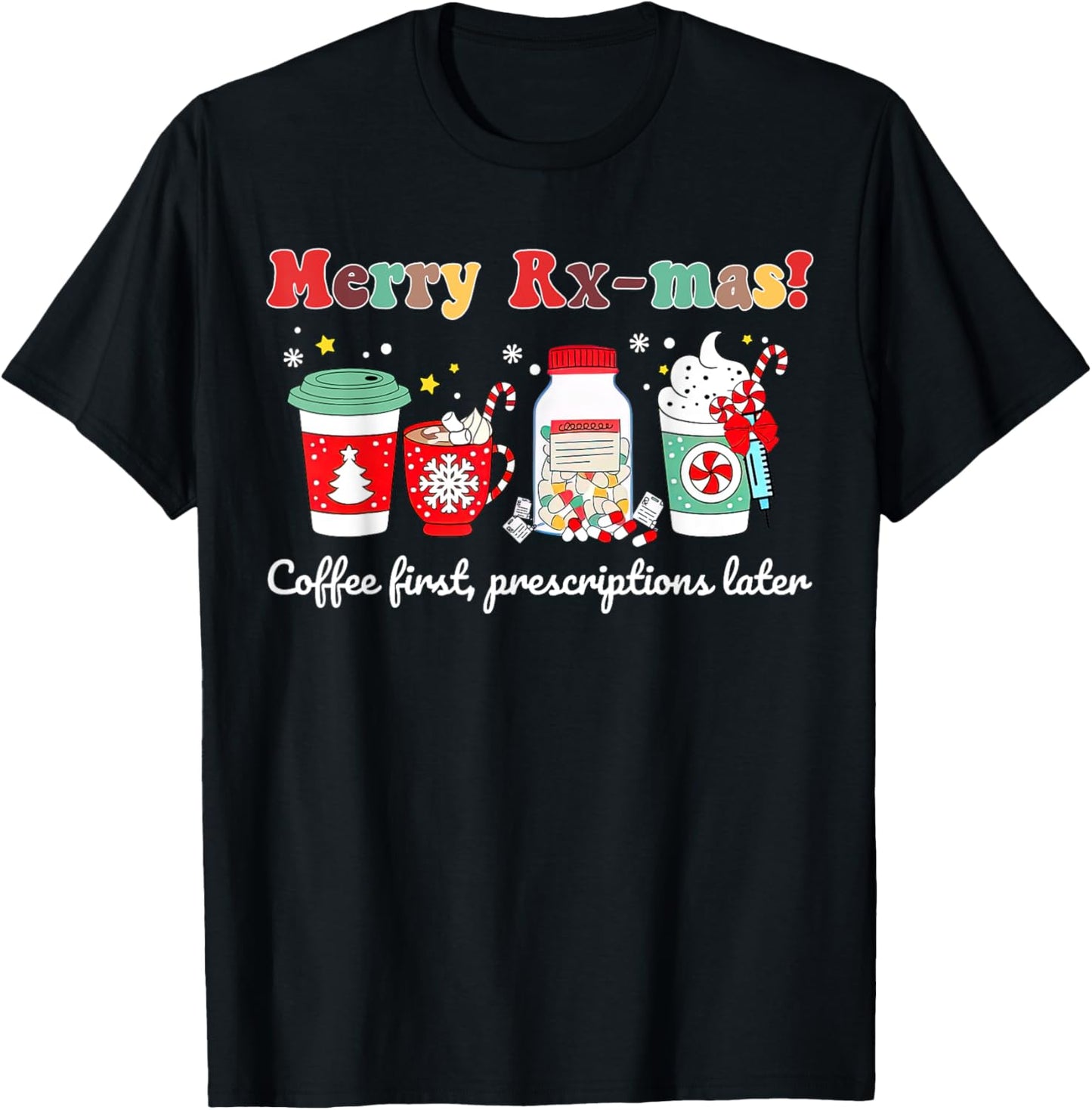 Merry Rx-max Christmas Oncology Pharmacist Pharmacy Tech T-Shirt - T-Shirt | Black