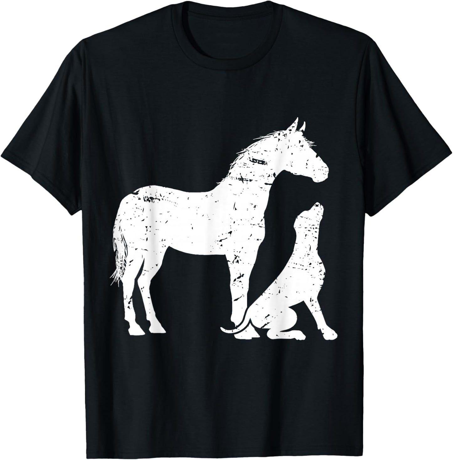 Horse and Dog Motif and Men. Horse Dog Lover Small T-Shirt - T-Shirt | Black