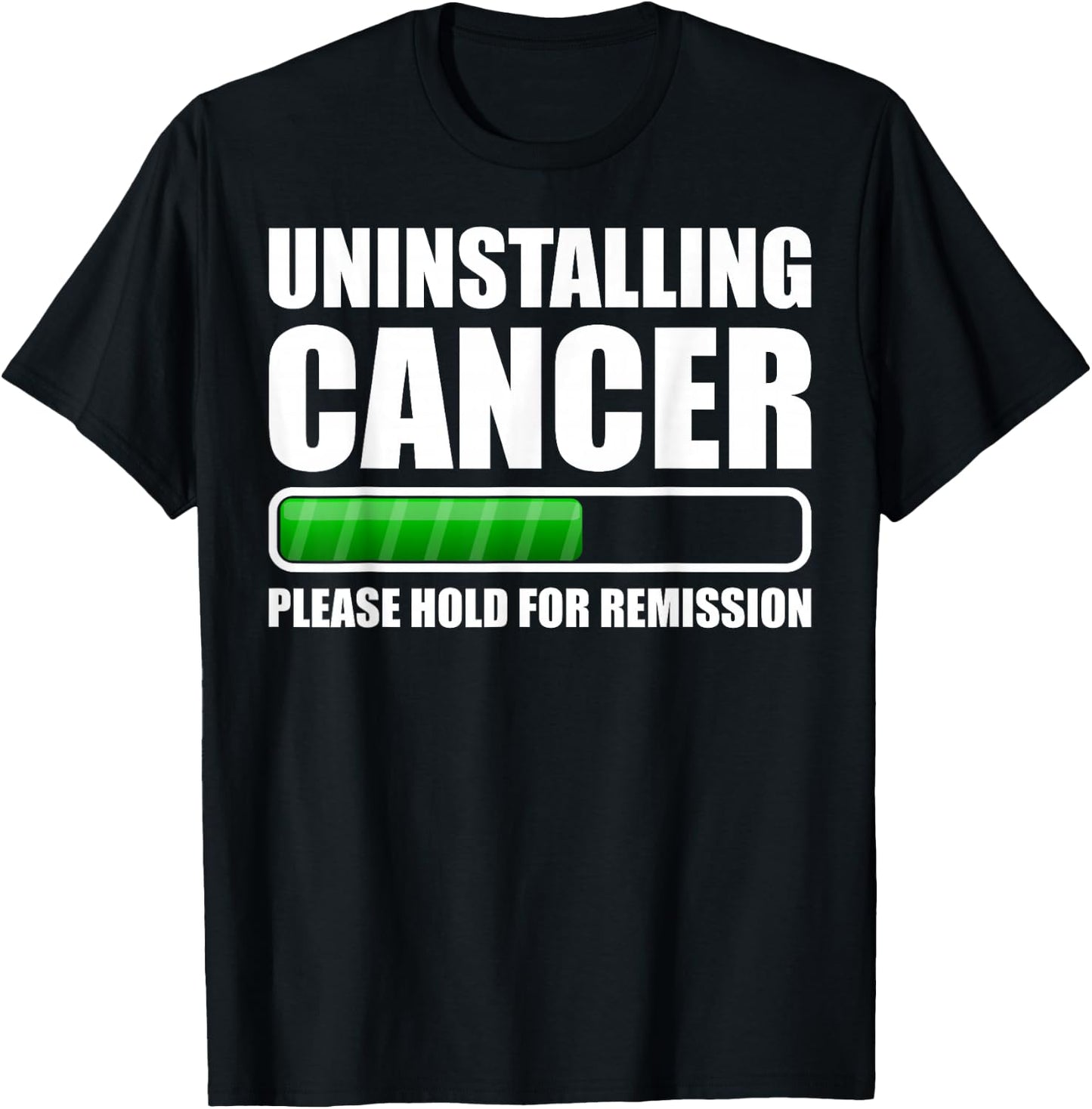 Uninstalling Cancer Gifts -Adults Cancer Awareness Black Small Modern Short Sleeve T-Shirt - T-Shirt | Black