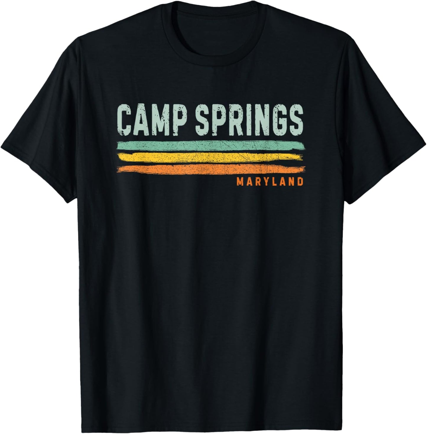 Vintage Stripes Camp Springs MD T-Shirt - T-Shirt | Black
