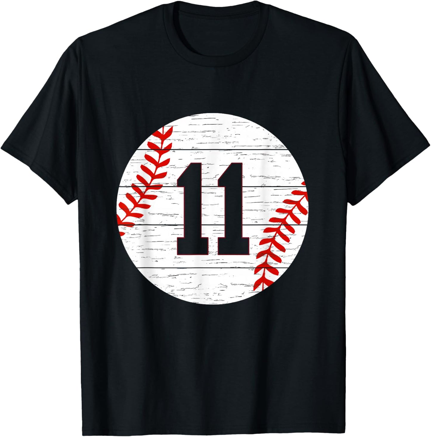 Baseball Number #11 Ball Vintage for Baseball Players Gift T-Shirt - T-Shirt | Black