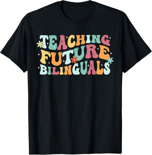 Retro Groovy Maestra Funny Spanish Teacher Bilingual Women T-Shirt - T-Shirt | Black