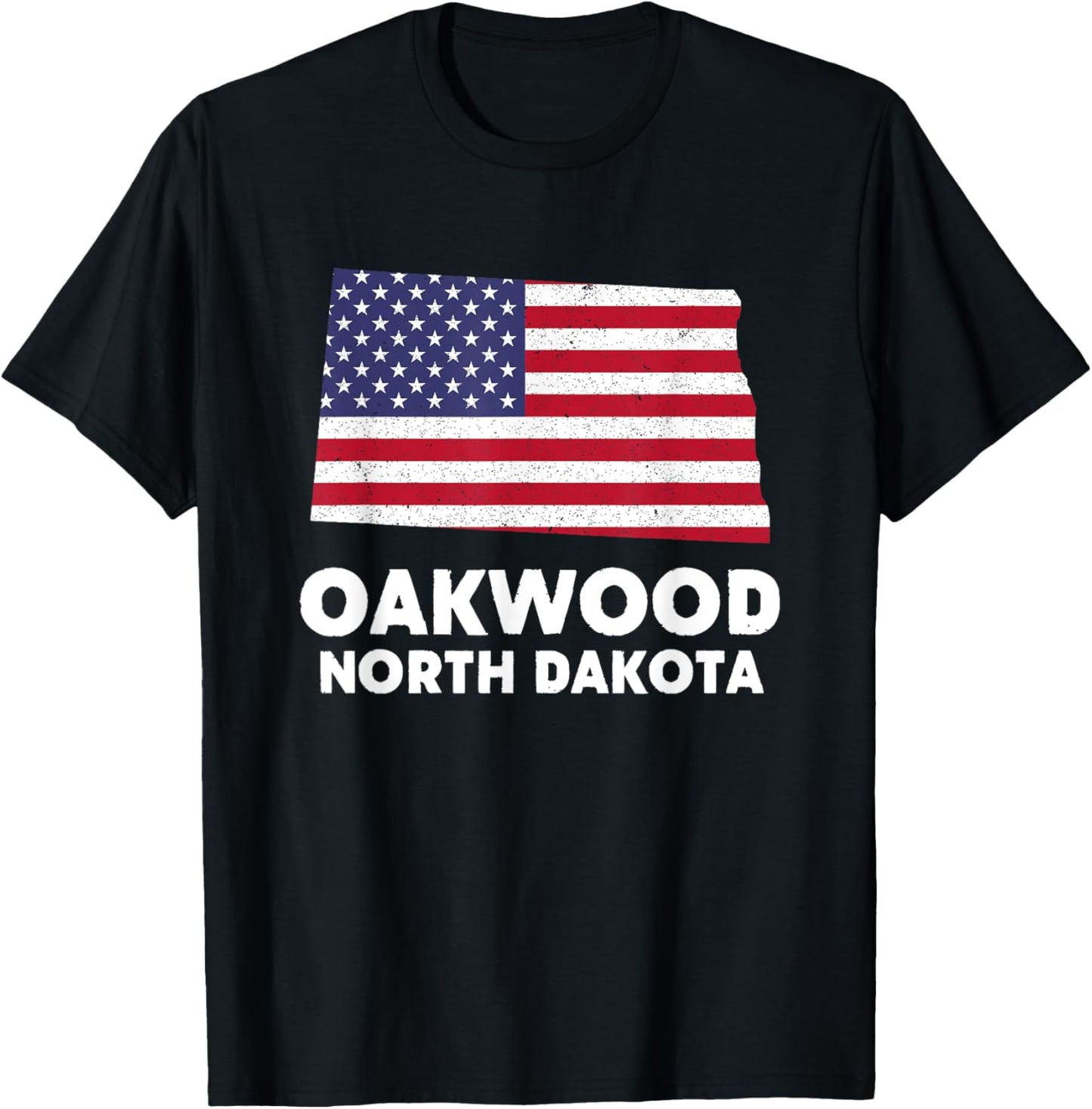 Distressed Patriotic USA Flag Oakwood, North Dakota T-Shirt - T-Shirt | Black