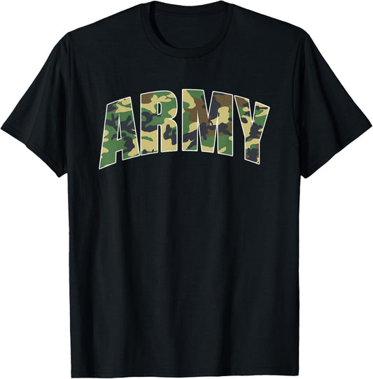 Army Text Camo T-Shirt - T-Shirt | Black