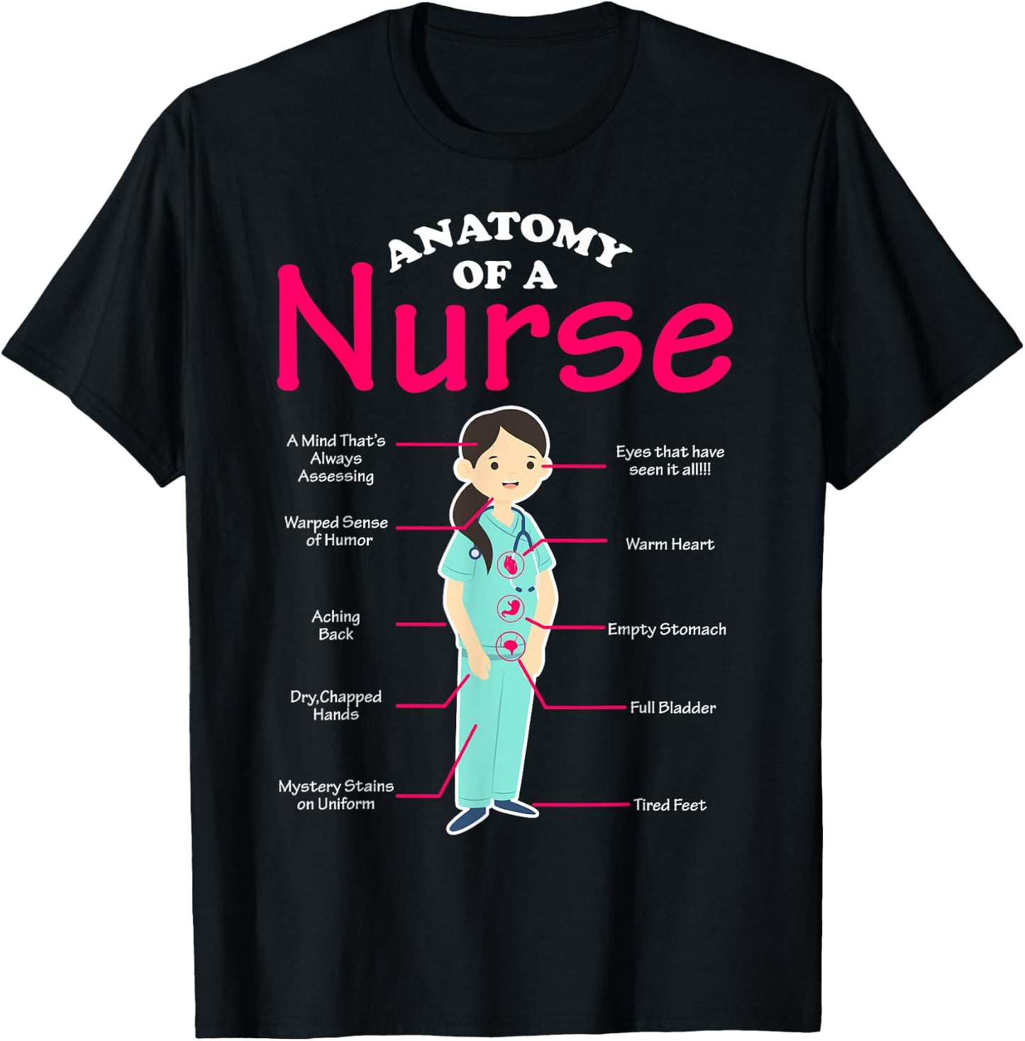 RN LVN Nurse Anatomy Scrub Cool Nursing Graduate Gift T-Shirt - T-Shirt | Black