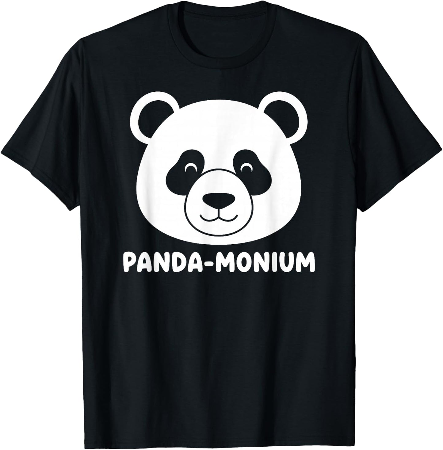 Panda Monium Funny Animal Pun Pandamonium Cute Bear T-Shirt - T-Shirt | Black