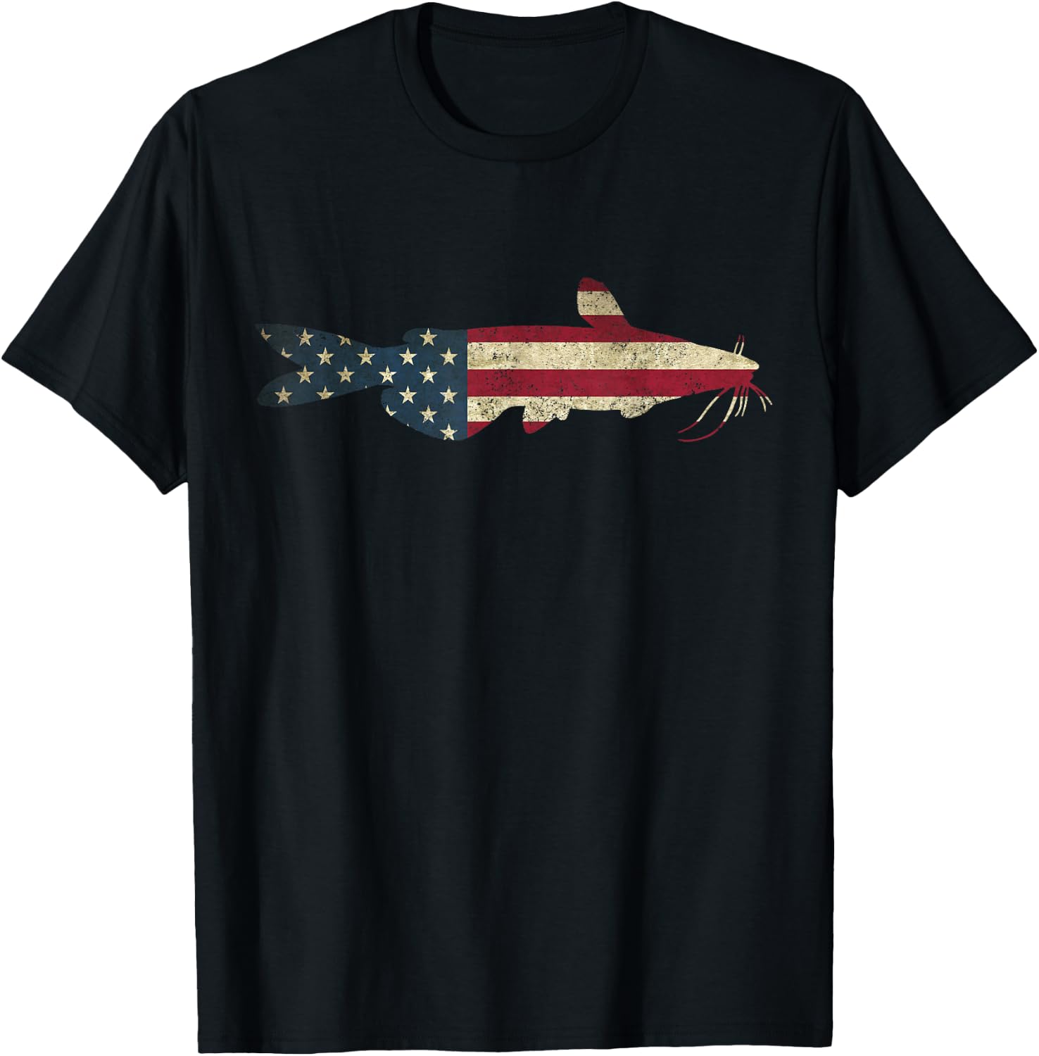 Catfish American Flag Catfish Patriotic Fisherman T-Shirt - T-Shirt | Black