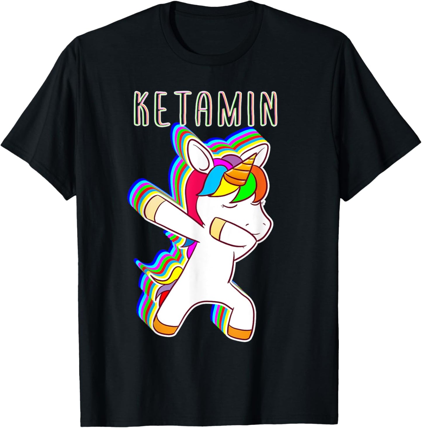 Ketamin Dabbing Unicorn Keta Unicorn Techno Rave T-Shirt - T-Shirt | Black