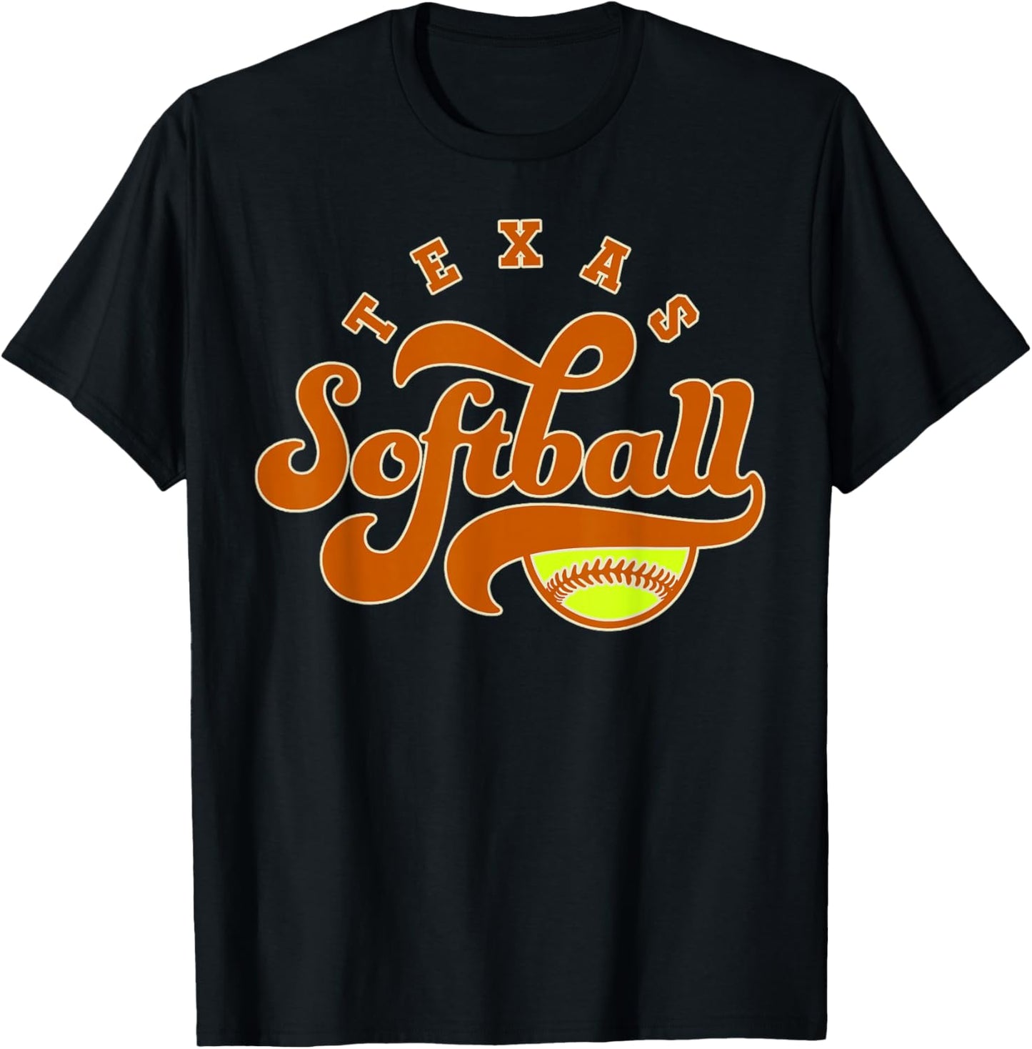 Texas Softball Vintage Kids Team Retro Softball Fan T-Shirt - T-Shirt | Black