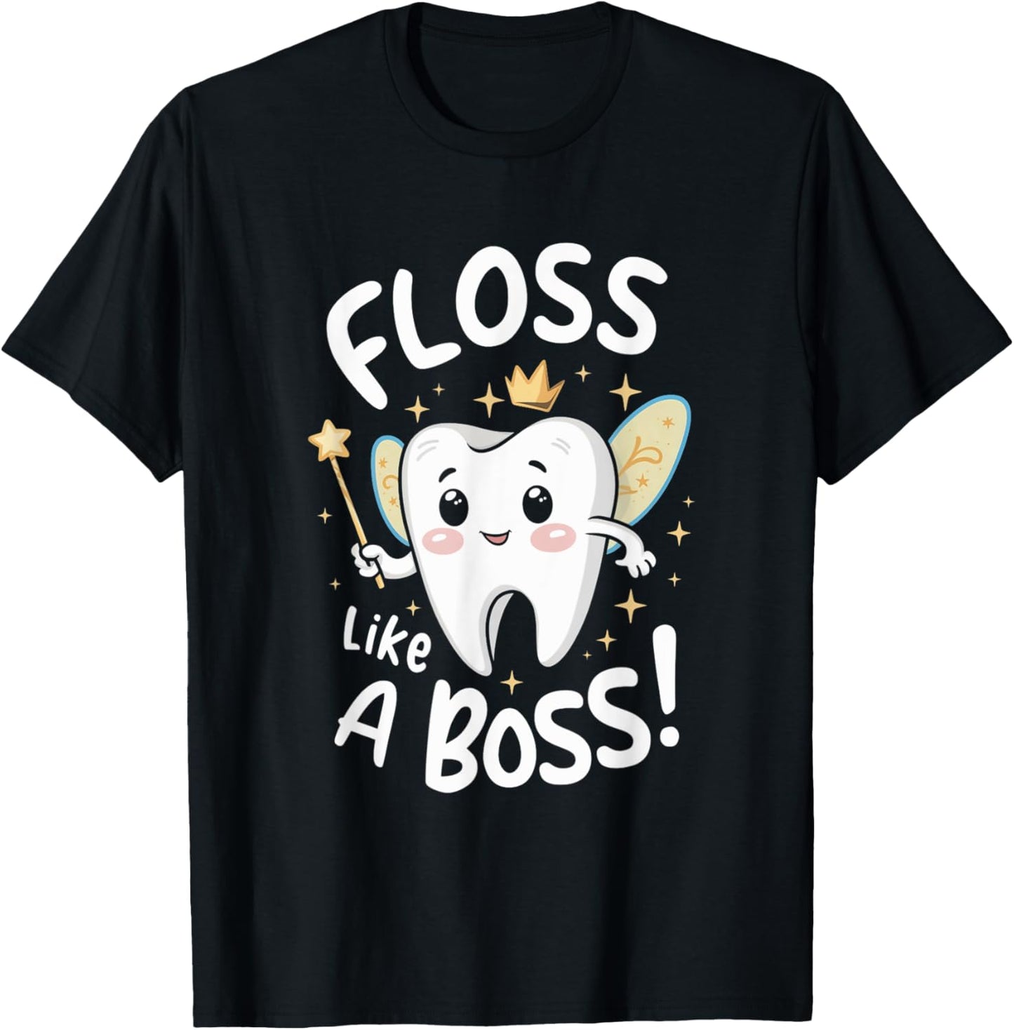 Floss Like A Boss Tooth Fairy Enthusiast Kids Dental Care T-Shirt - T-Shirt | Black
