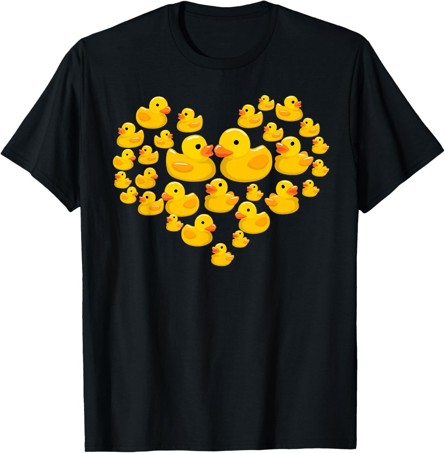 Funny Rubber Duck Gift Women Cool Rubber Ducks Heart T-Shirt - T-Shirt | Black