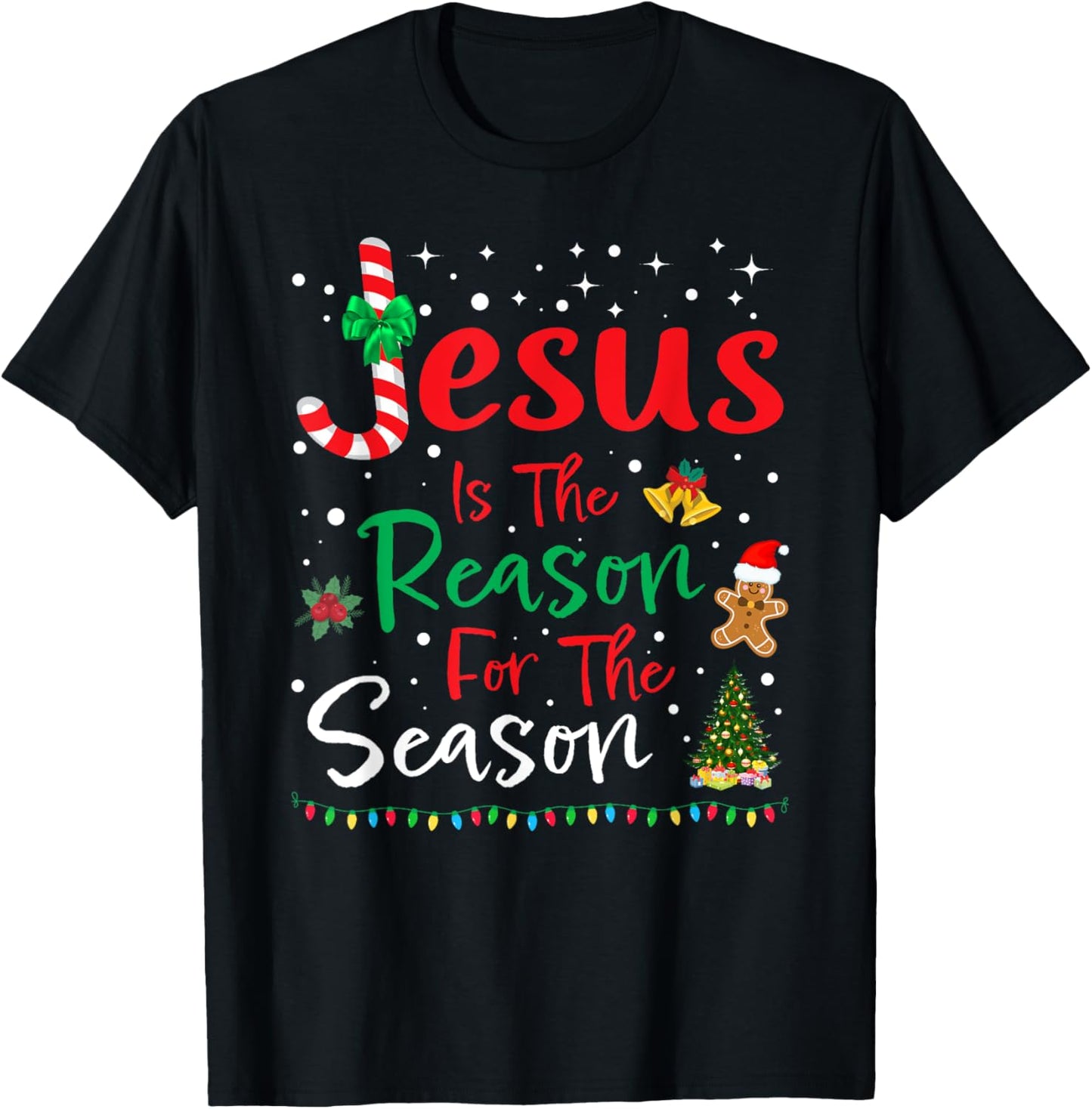 Jesus Is The Reason for The Season Christmas Family Pajamas T-Shirt - T-Shirt | Black
