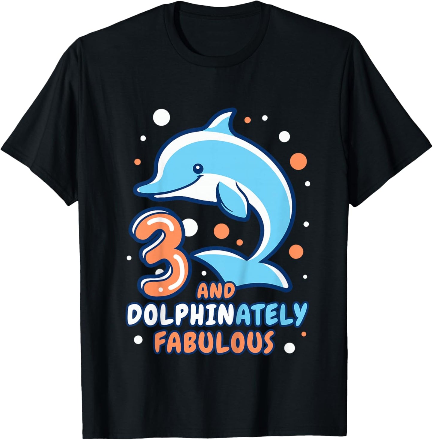 Kids Dolphin 3rd Birthday Outfit Dolphin Birthday Party Age 3 T-Shirt - T-Shirt | Black