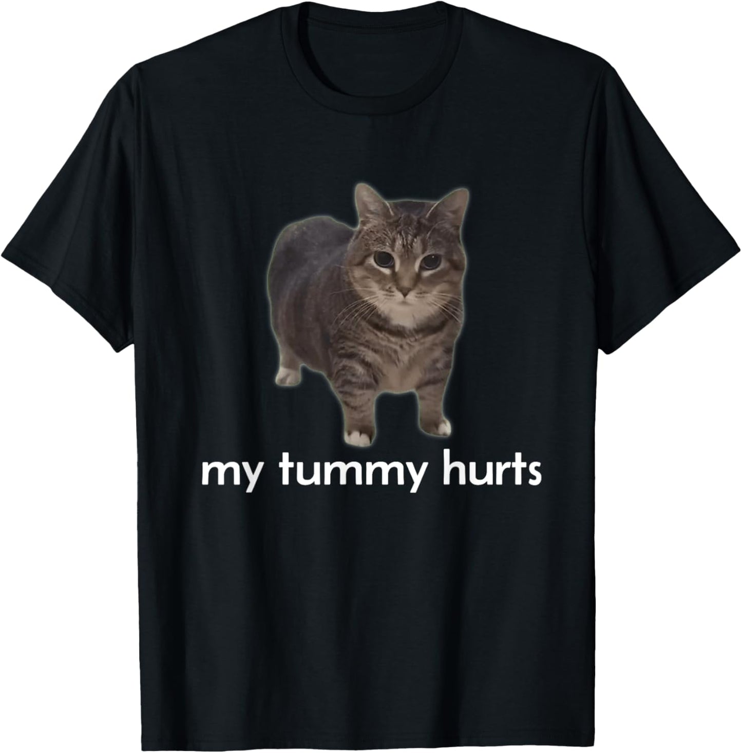 My Tummy Hurts Funny Oiia Oiia Cat Meme Men Women T-Shirt - T-Shirt | Black
