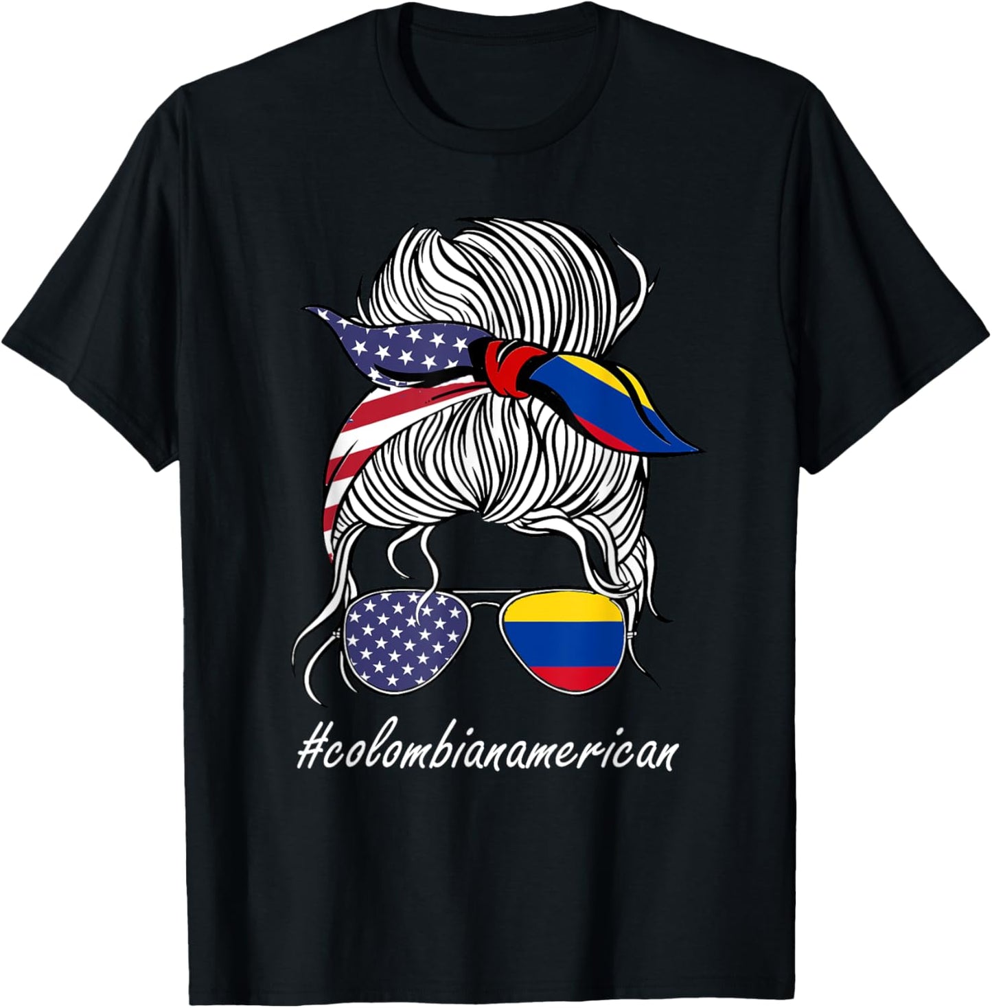 Colombia Women Heritage American Grown Girl Colombia Flag T-Shirt - T-Shirt | Black