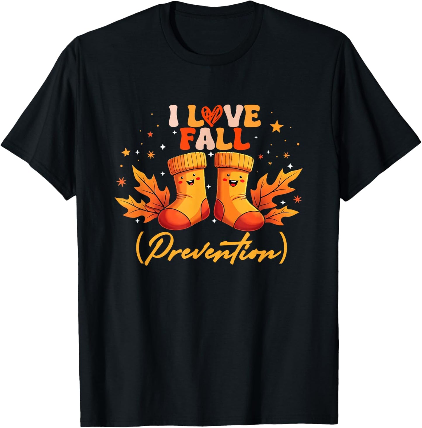 Groovy Retro I Love Fall (Prevention) Safety Nurse Halloween T-Shirt - T-Shirt | Black