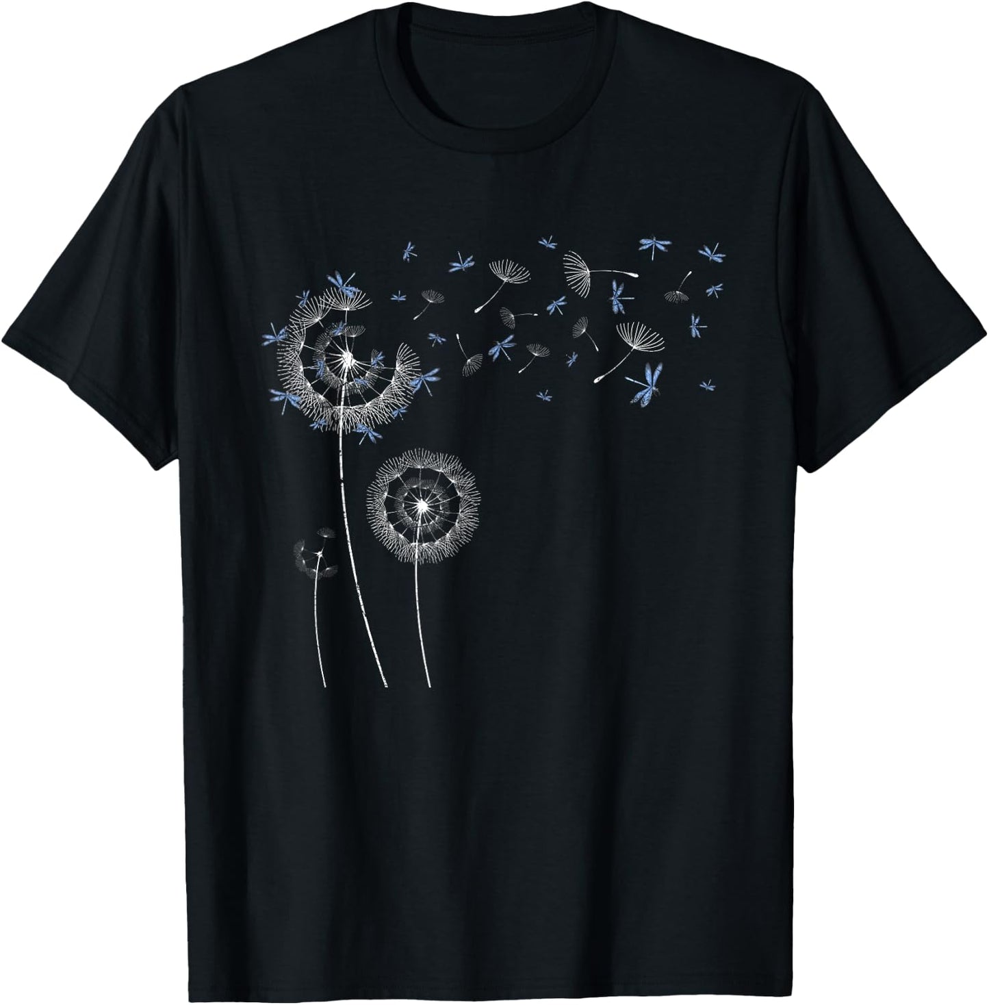 Puff Ball Dandelion Insect Beautiful Dragonfly T-Shirt - T-Shirt | Black