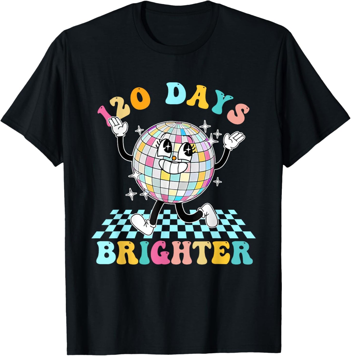 120 Days Brighter Happy 120th Day Of School Groovy Boy Girl T-Shirt - T-Shirt | Black