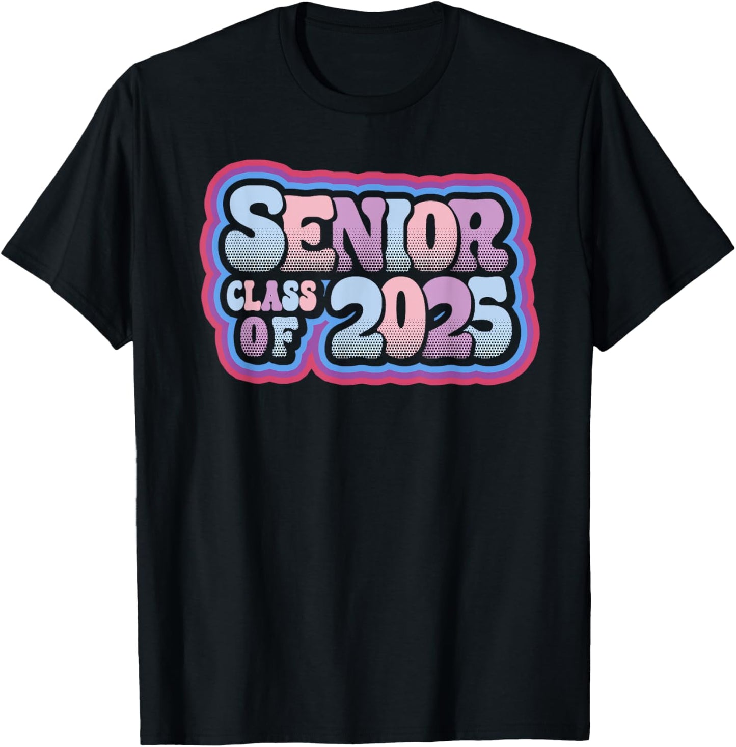 Senior Class of 2025 Retro Design Boy or Girl T-Shirt - T-Shirt | Black