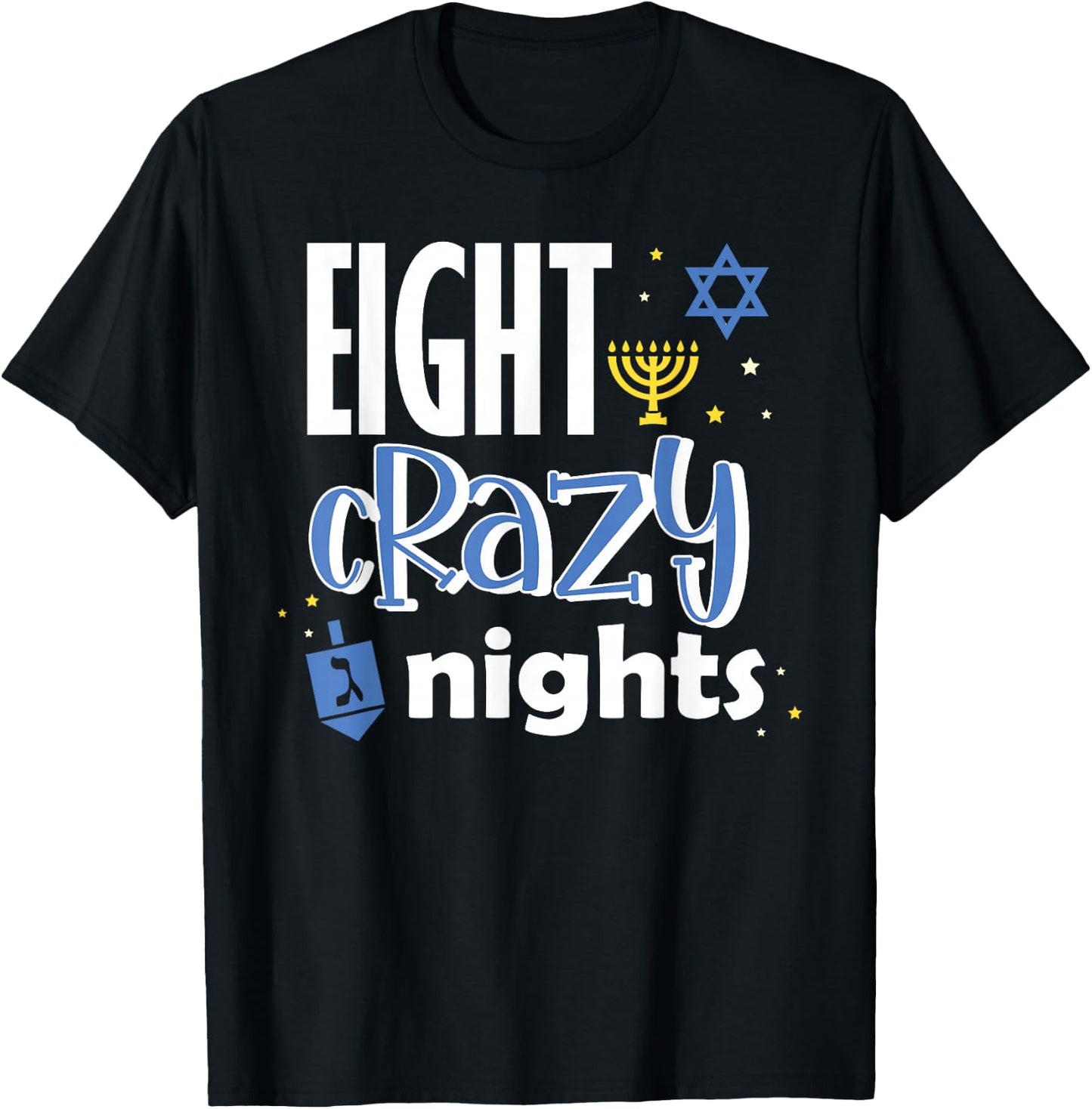 Jewish Hanukkah Eight Crazy Nights Hanukkah Vintage T-Shirt - T-Shirt | Black