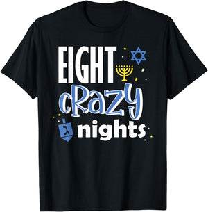 Jewish Hanukkah Eight Crazy Nights Hanukkah Vintage T-Shirt - T-Shirt | Black