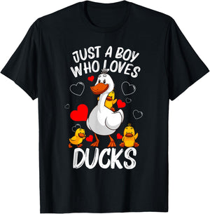 Funny Duck Gift Boys Kids Waterfowl Aquatic Birds Lovers T-Shirt - T-Shirt | Black