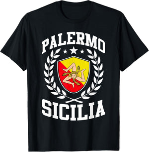 Palermo Sicilia Sicily Flag Trinacria Sicilian Pride T-Shirt - T-Shirt | Black