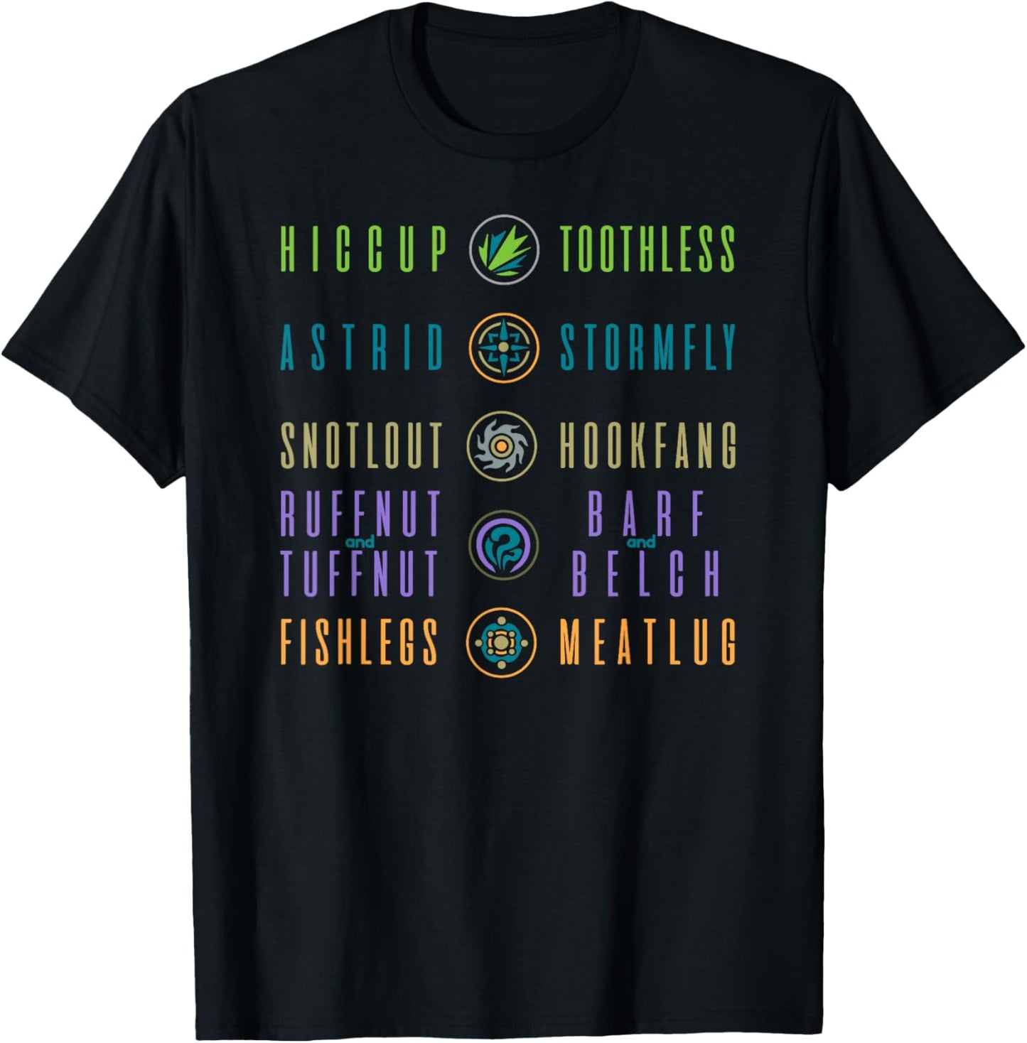 How to Train Your Dragon Shirt with 3 Dragon Names T-Shirt - T-Shirt | Black