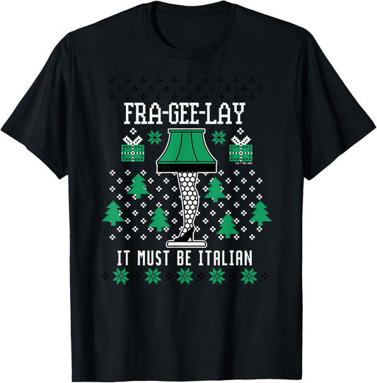 A Christmas Story - Fra Gee Lay Ugly Sweater Pattern T-Shirt - T-Shirt | Black