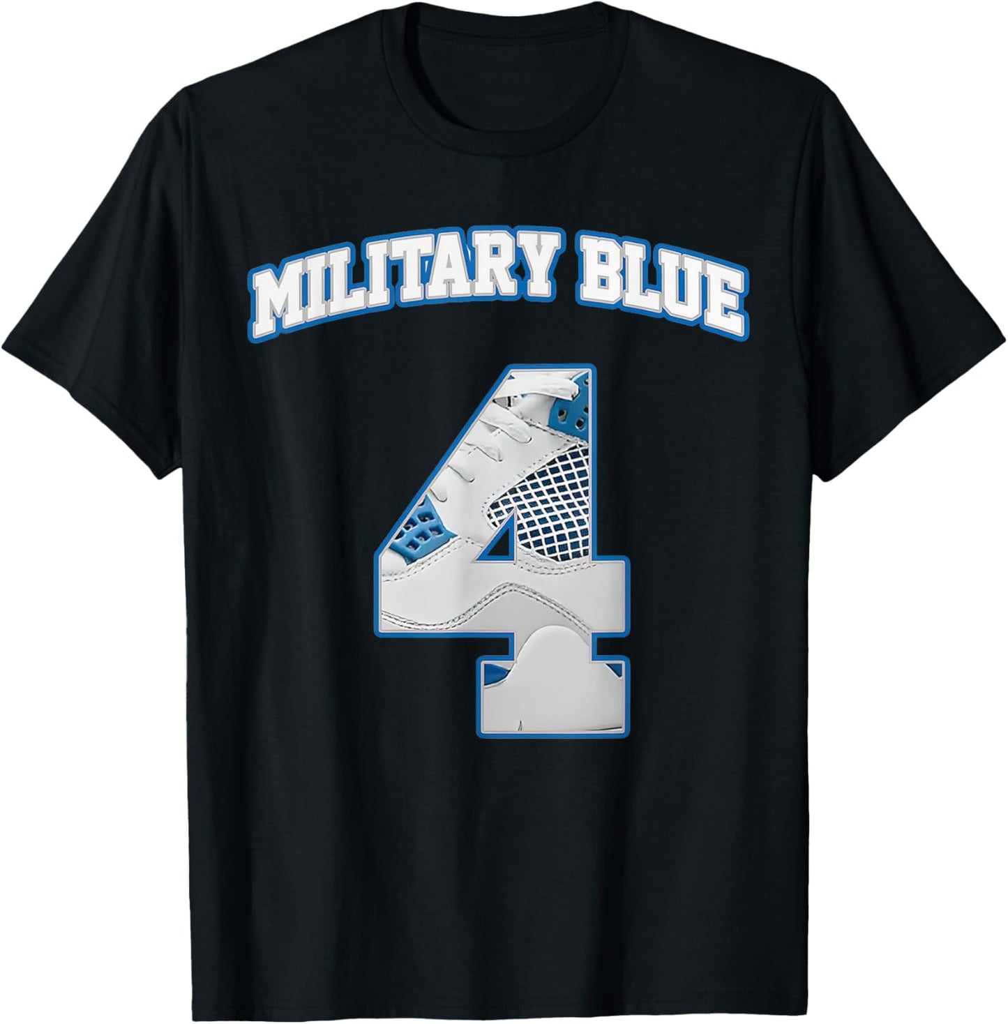 Number 4 Military Blue 4s Matching Women T-Shirt - T-Shirt | Black