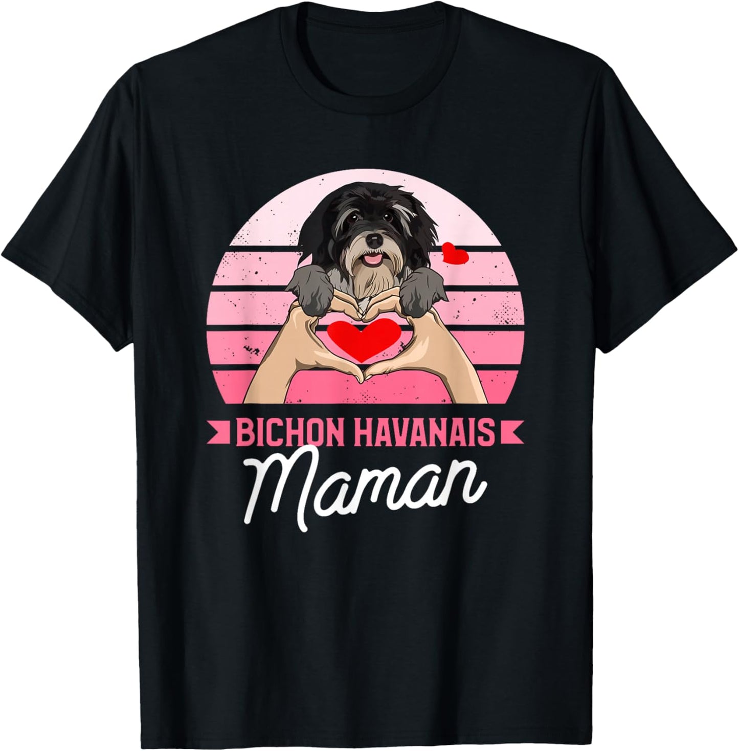 Bichon Havanese Mom Heart Dog Love T-Shirt - T-Shirt | Black