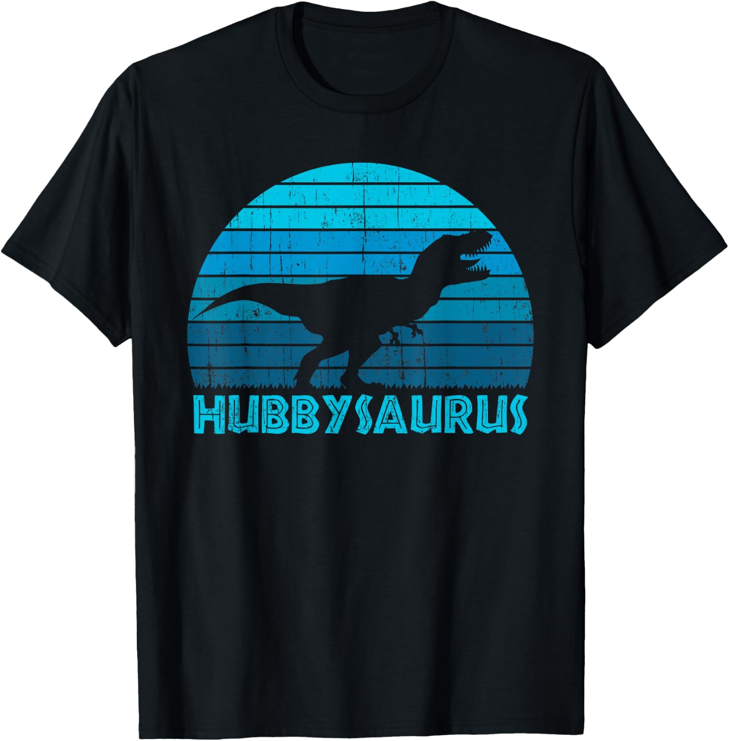 Hubbysaurus - Funny Dinosaur Lover Husband Matching Couple T-Shirt - T-Shirt | Black