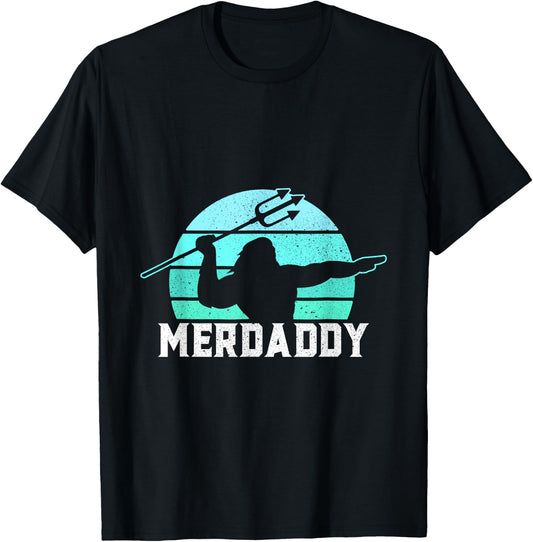 Merdaddy Security Merman Mermaid Daddy Fish Father's Day T-Shirt - T-Shirt | Black