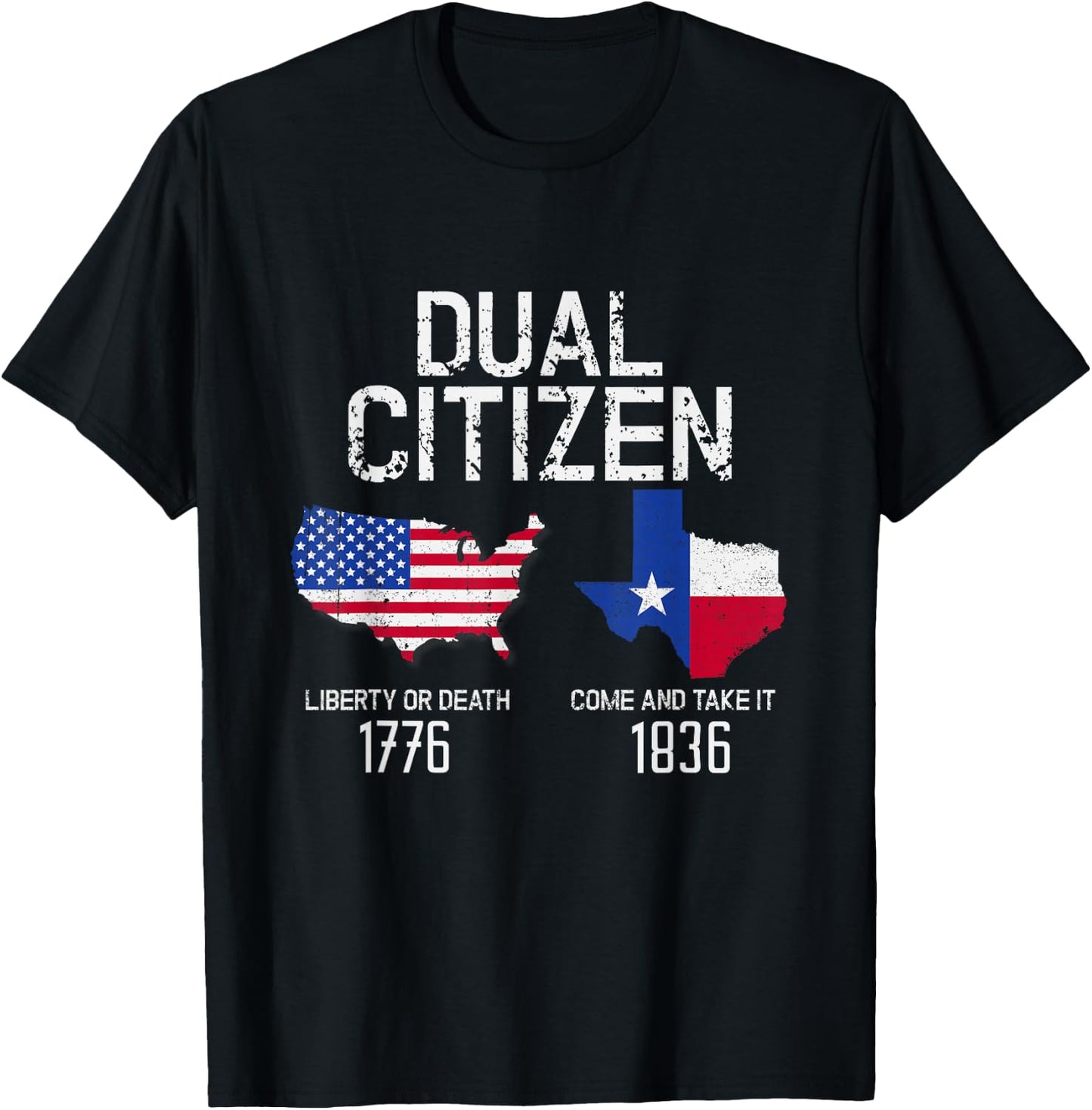 Dual Citizen Texas Pride Born and Raise USA TX Map Flag T-Shirt - T-Shirt | Black