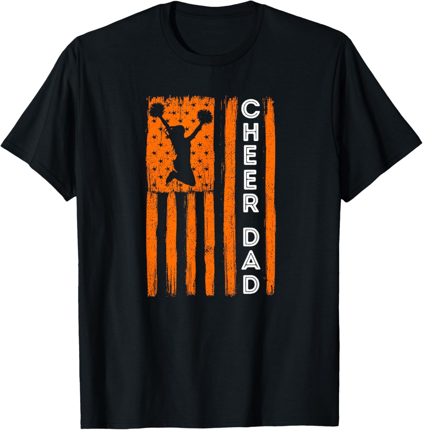 Cheer Dad Orange Cheerleading Flag T-Shirt - T-Shirt | Black