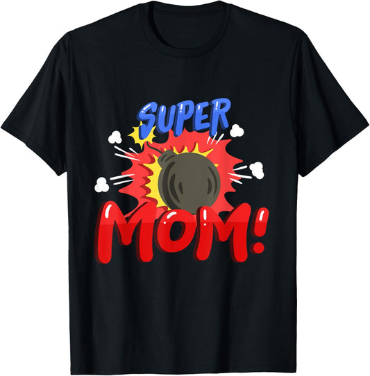 Mom Superhero Comic Birthday Party Family Matching T-Shirt - T-Shirt | Black