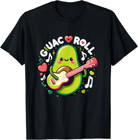 Guac N Roll - Funny Avocado Guitarist for Music and Guac T-Shirt - T-Shirt | Black
