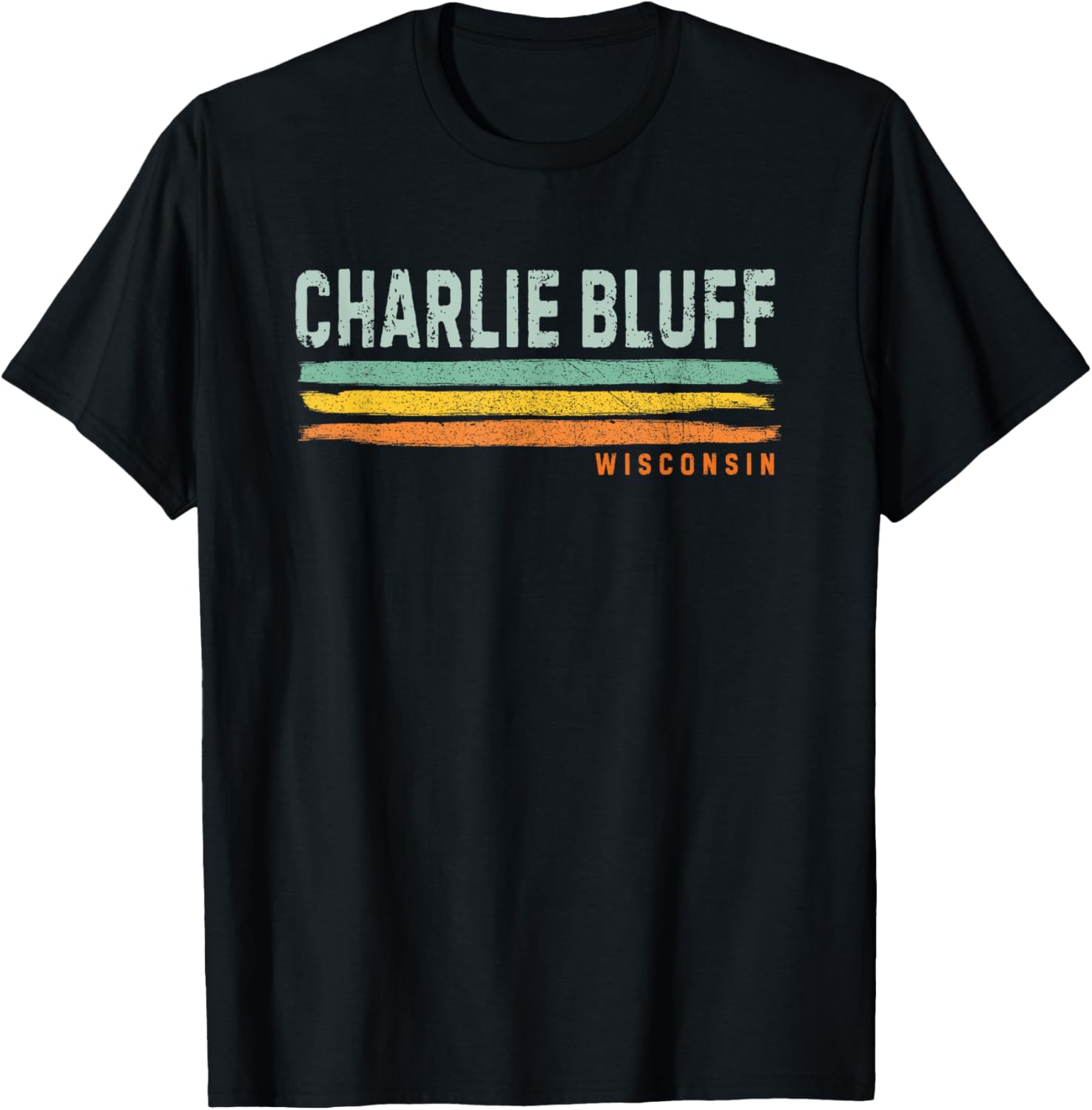 Vintage Stripes Charlie Bluff WI T-Shirt - T-Shirt | Black