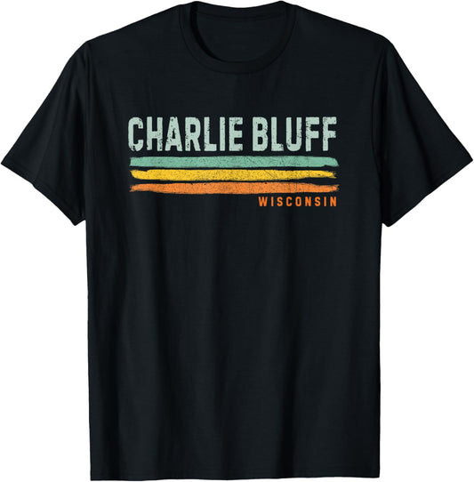 Vintage Stripes Charlie Bluff WI T-Shirt - T-Shirt | Black