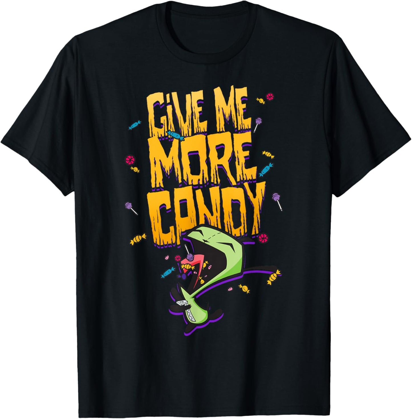 Invader Zim Halloween Gir Give Me More Candy Poster T-Shirt - T-Shirt | Black