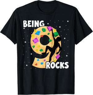 9 Year Old Rock Climbing 9th Birthday Adventures Climber T-Shirt - T-Shirt | Black