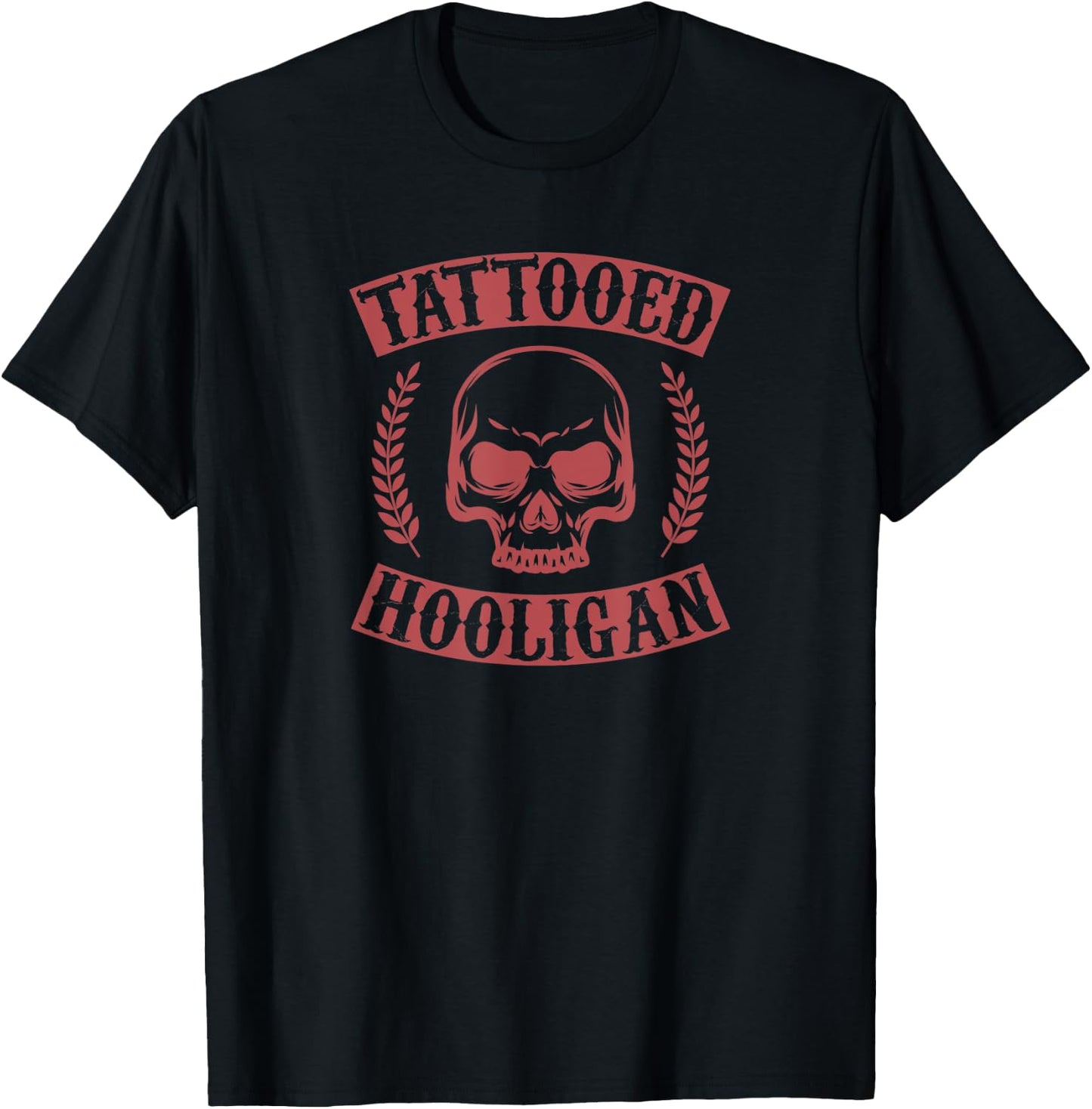 Tattooed Hooligan Motorcycle Biker Style Skull Irish Pride T-Shirt - T-Shirt | Black