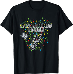 NBA San Antonio Spurs Christmas Lights Holiday T-Shirt - T-Shirt | Black