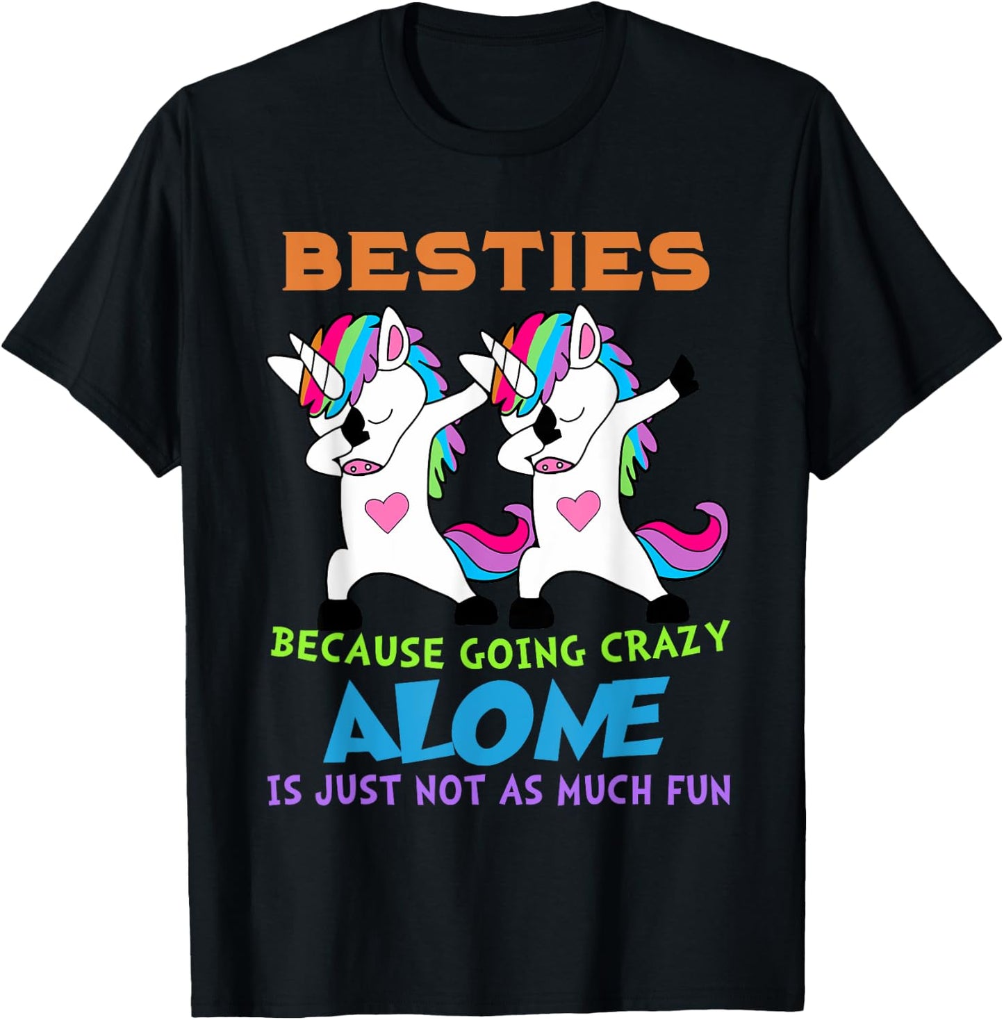 Cute Unicorn Besties Best Friends for Ever T-Shirt - T-Shirt | Black
