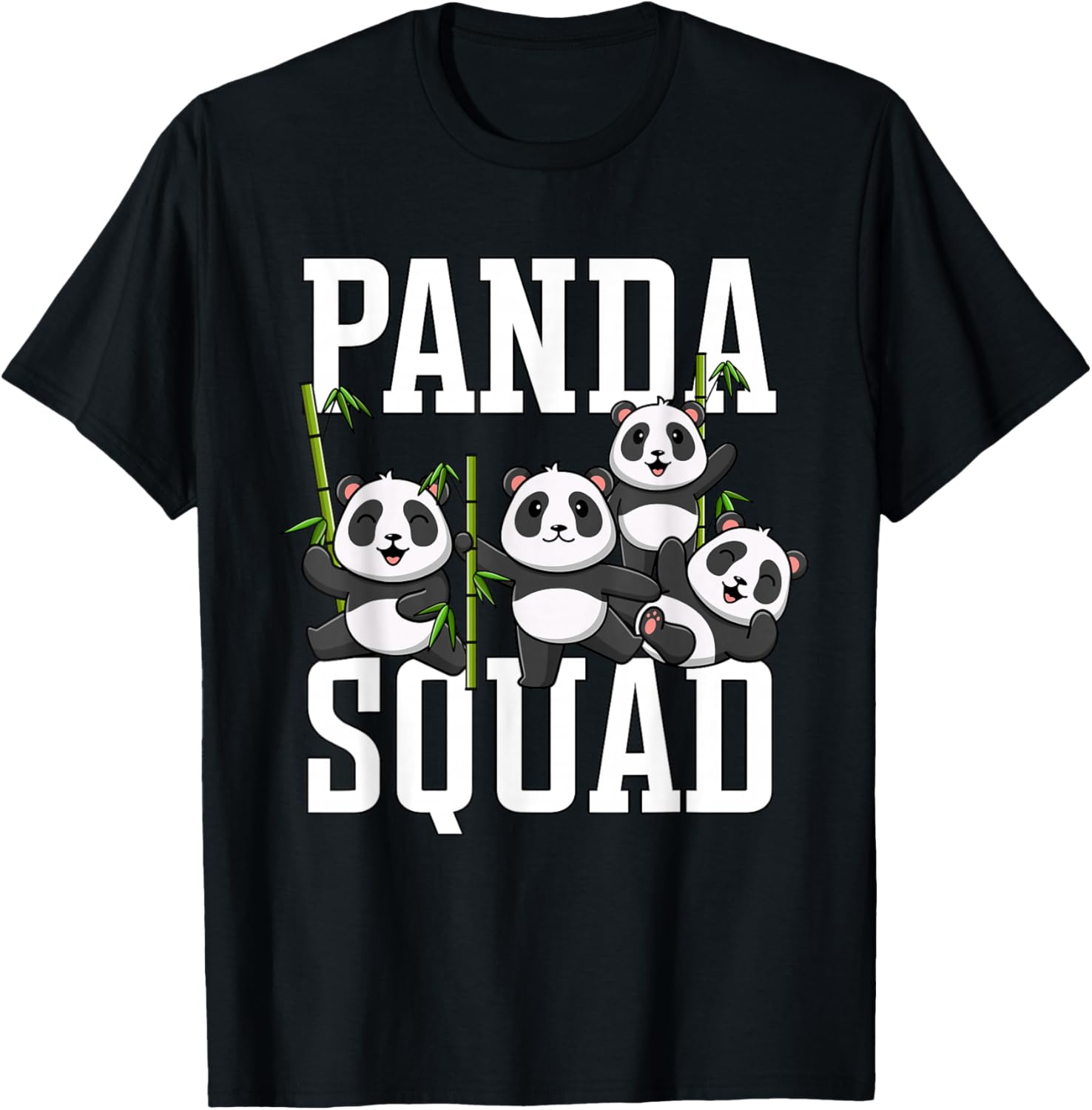 Cute Panda Family Graphic Panda Squad T-Shirt - T-Shirt | Black