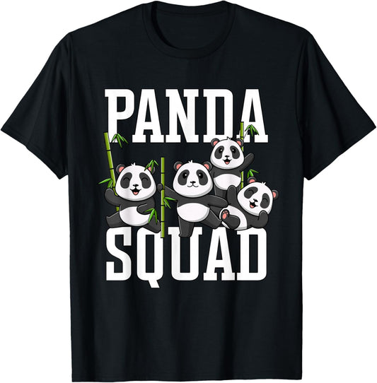 Cute Panda Family Graphic Panda Squad T-Shirt - T-Shirt | Black