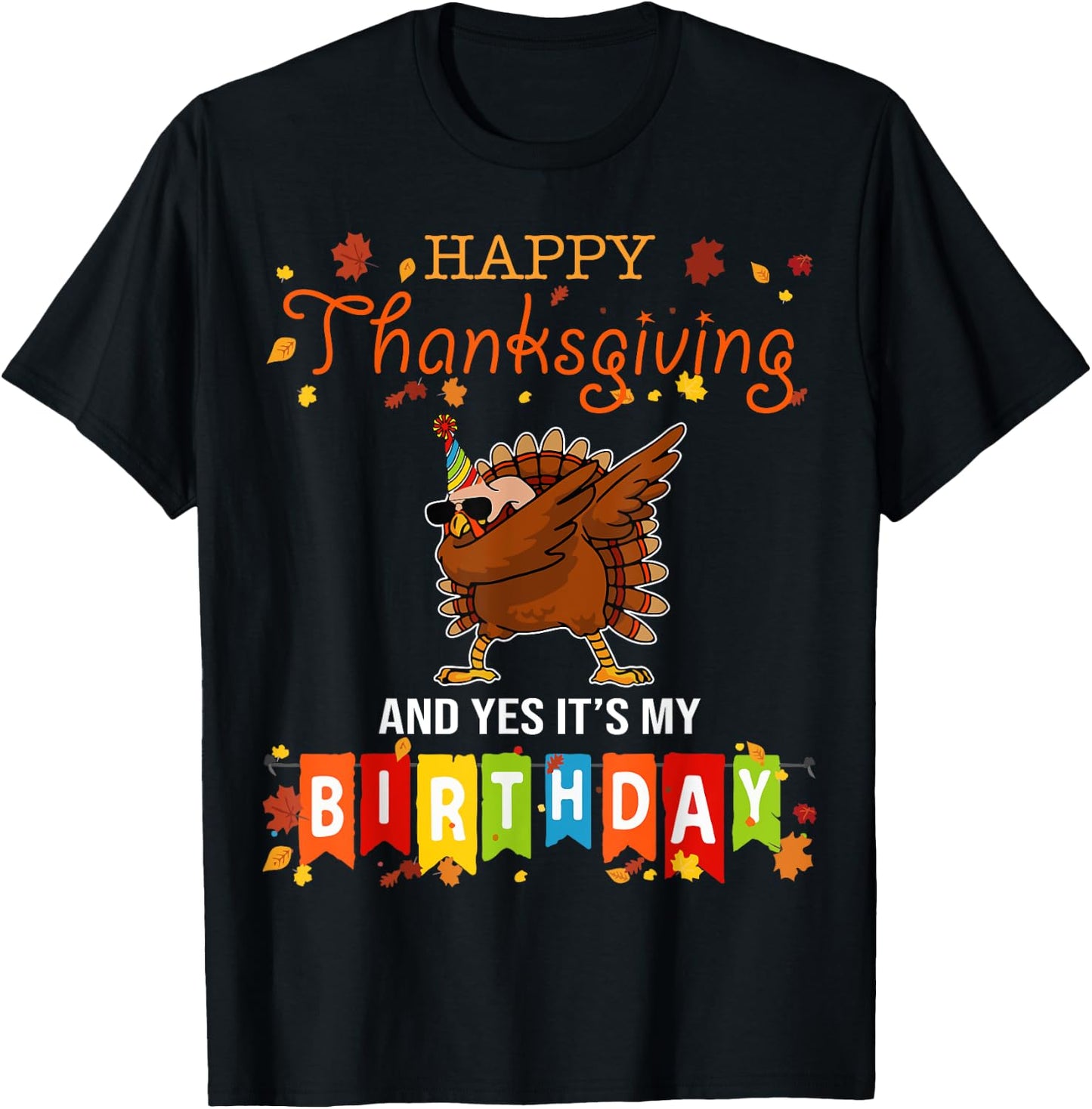 Funny Turkey Dab Thanksgiving Birthday T-Shirt - T-Shirt | Black