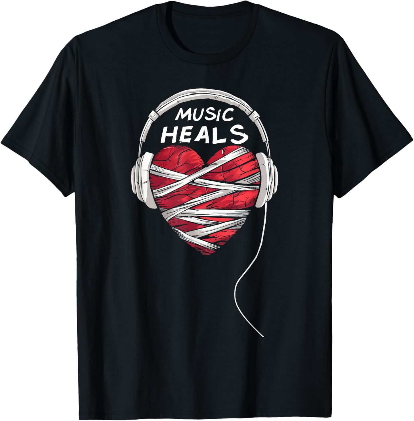 Music Heals Musician Music Lover T-Shirt - T-Shirt | Black
